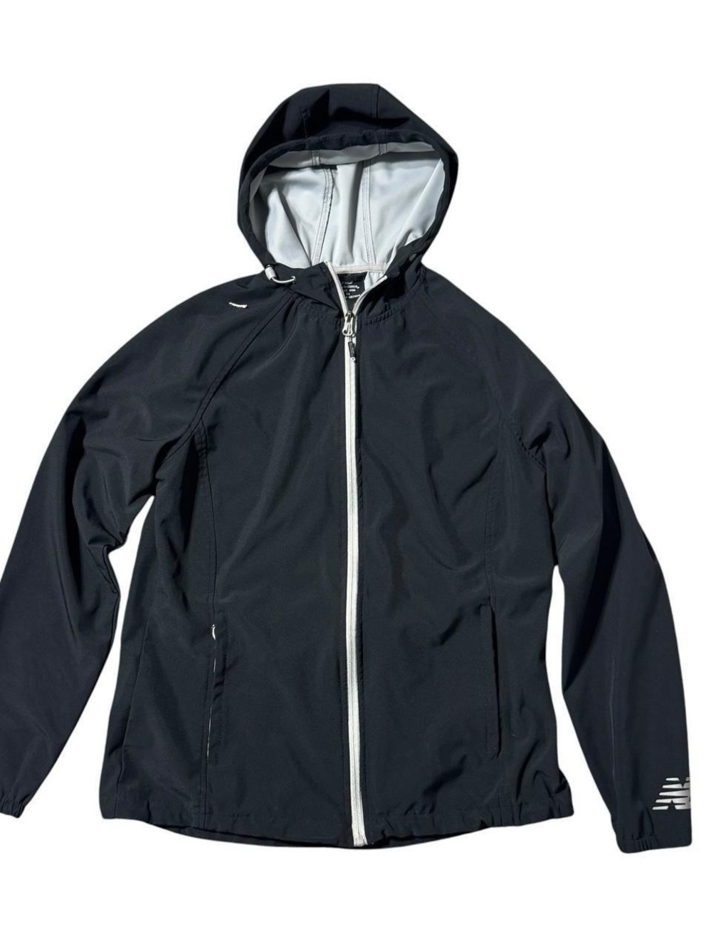 New Balance Women's Medium Black Full Zip Running Jacket Windbreaker Hooded